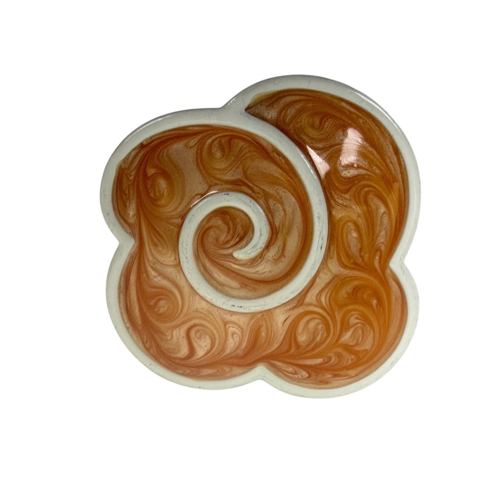 Monet Vintage Clip On Earrings Flower Swirl Peach Orange Enamel Gold Tone Studs - Picture 2 of 8